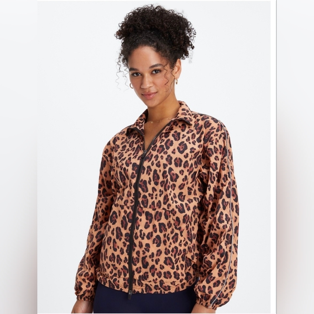 Fabletics Black and Tan Animal Print Jacket